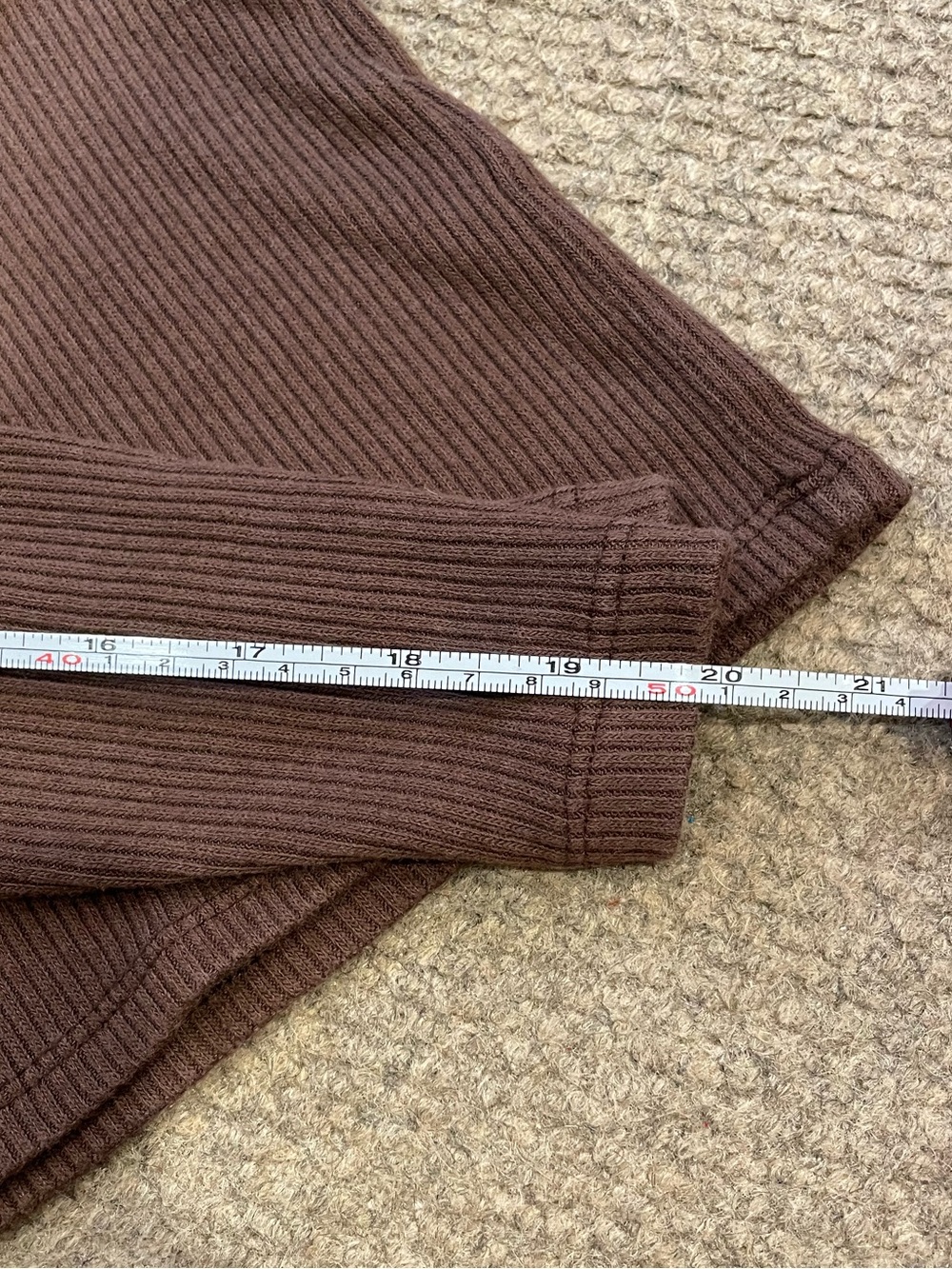 Minimalistic Brown Ribbed Button-Down Top - Picture 3 of 5
